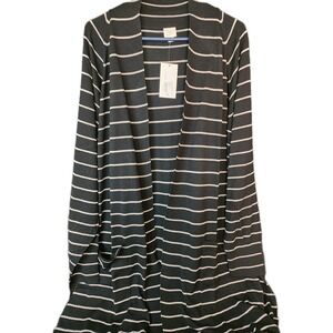 A New Day Black and Tan Striped Open Long Cardigan Sweater Sz 3X NWT